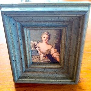 Vintage gray/blue antiqued finish wood frame Victorian look small picture